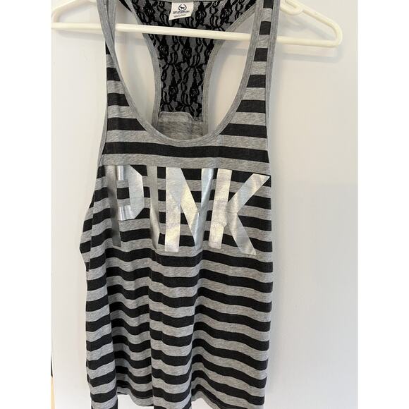 Victoria's Secret Pink Womens Teen SP Tank Top Cotton Racer Back Lace Athleisure - Picture 1 of 4